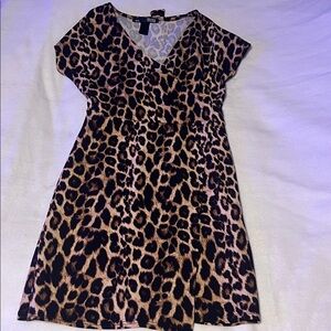 Rebel Sugar M Faux wrap leopard animal print dress